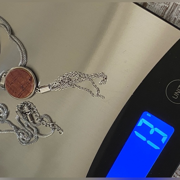 Cork Long 30” Silver Herringbone Chain & Dark Cork Pendant - Picture 10 of 10